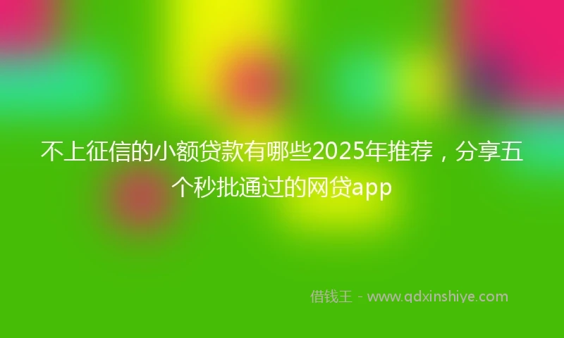 不上征信的小额贷款有哪些2025年推荐，分享五个秒批通过的网贷app