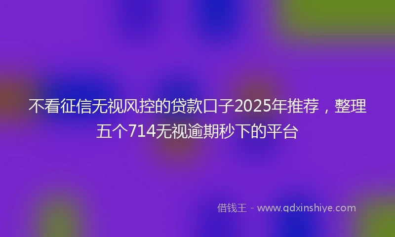 不看征信无视风控的贷款口子2025年推荐，整理五个714无视逾期秒下的平台