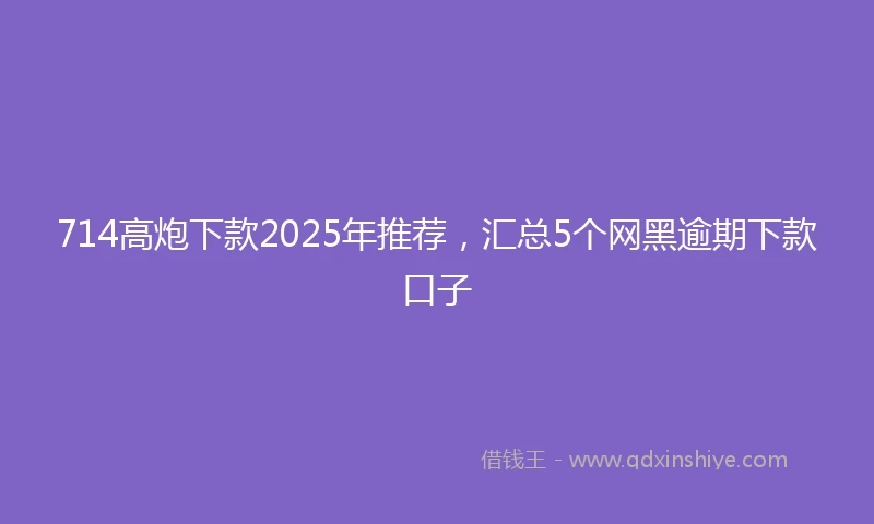 714高炮下款2025年推荐，汇总5个网黑逾期下款口子