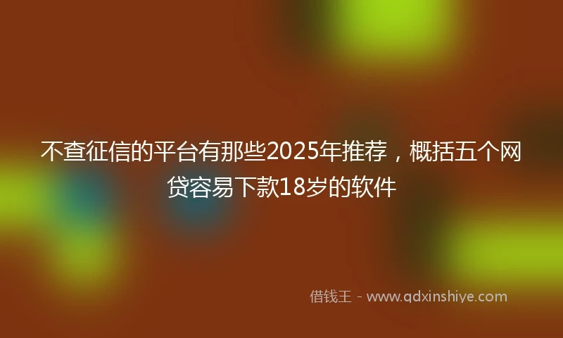 不查征信的平台有那些2025年推荐，概括五个网贷容易下款18岁的软件