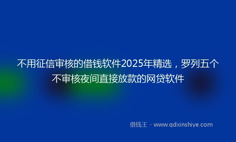 不用征信审核的借钱软件2025年精选，罗列五个不审核夜间直接放款的网贷软件