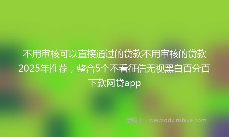 不用审核可以直接通过的贷款不用审核的贷款2025年推荐，整合5个不看征信无视黑白百分百下款网贷app