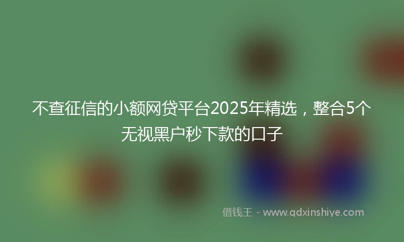 不查征信的小额网贷平台2025年精选，整合5个无视黑户秒下款的口子