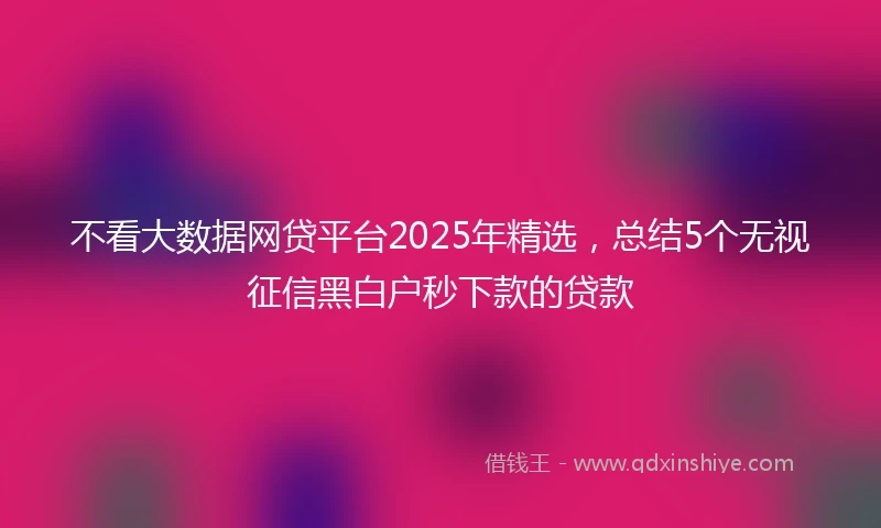 不看大数据网贷平台2025年精选，总结5个无视征信黑白户秒下款的贷款