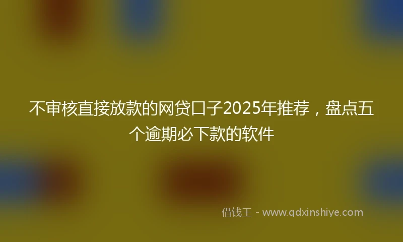 不审核直接放款的网贷口子2025年推荐,盘点五个逾期必下款的软件