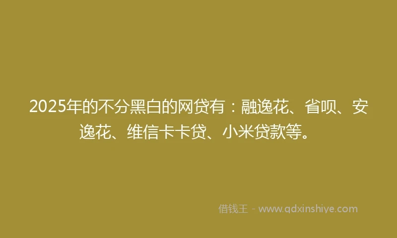 2025年的不分黑白的网贷有：融逸花、省呗、安逸花、维信卡卡贷、小米贷款等。