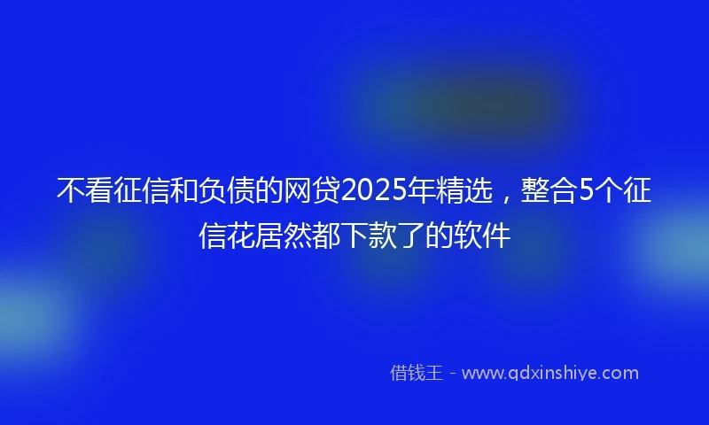 不看征信和负债的网贷2025年精选，整合5个征信花居然都下款了的软件