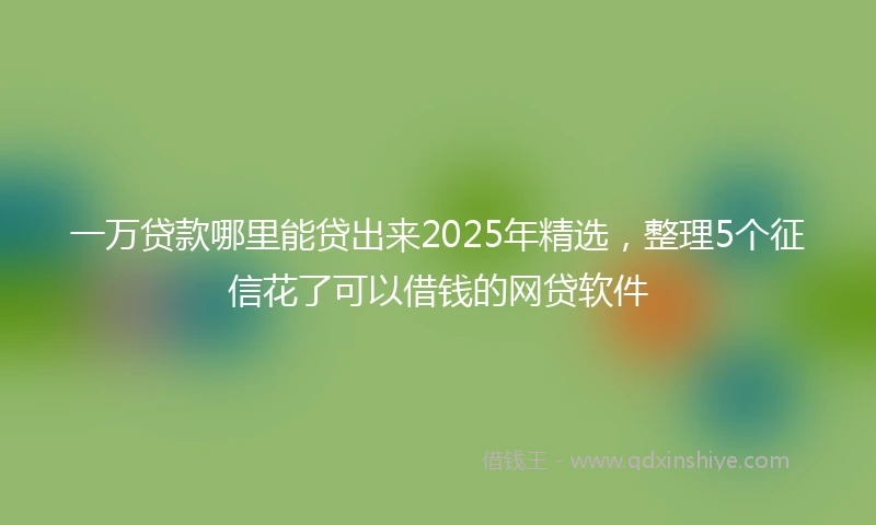 一万贷款哪里能贷出来2025年精选，整理5个征信花了可以借钱的网贷软件