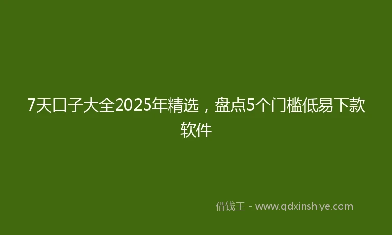 7天口子大全2025年精选，盘点5个门槛低易下款软件