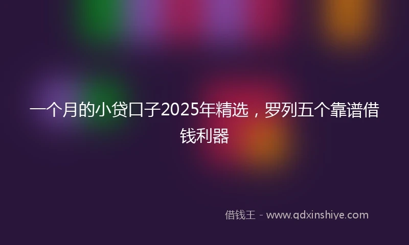 一个月的小贷口子2025年精选，罗列五个靠谱借钱利器