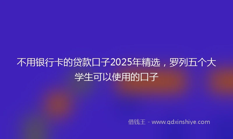 不用银行卡的贷款口子2025年精选，罗列五个大学生可以使用的口子
