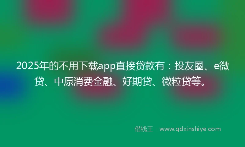 2025年的不用下载app直接贷款有：投友圈、e微贷、中原消费金融、好期贷、微粒贷等。