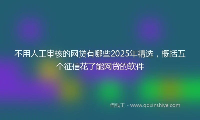 不用人工审核的网贷有哪些2025年精选，概括五个征信花了能网贷的软件