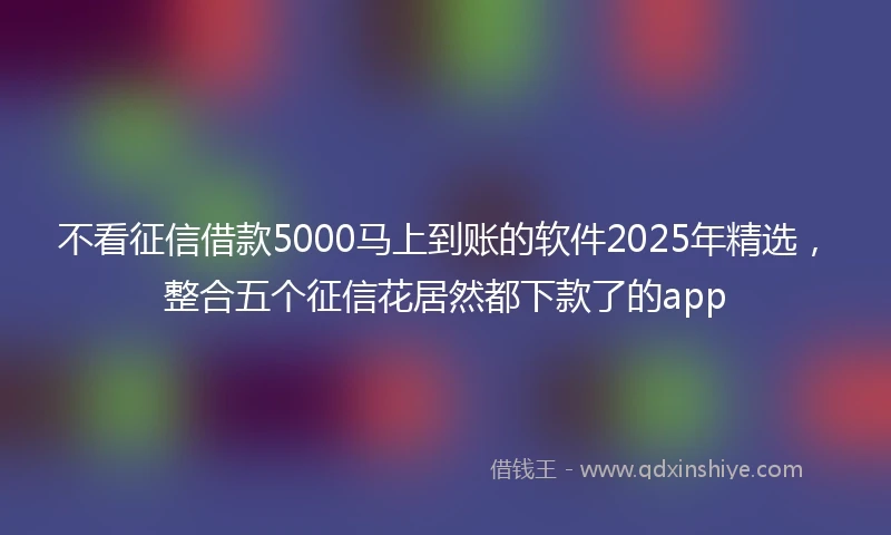 不看征信借款5000马上到账的软件2025年精选，整合五个征信花居然都下款了的app