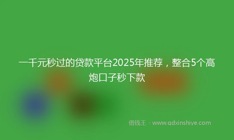 一千元秒过的贷款平台2025年推荐，整合5个高炮口子秒下款