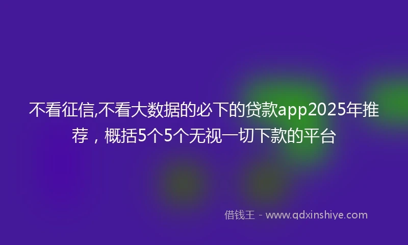 不看征信,不看大数据的必下的贷款app2025年推荐，概括5个5个无视一切下款的平台
