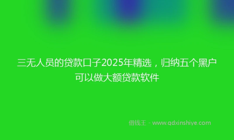三无人员的贷款口子2025年精选，归纳五个黑户可以做大额贷款软件