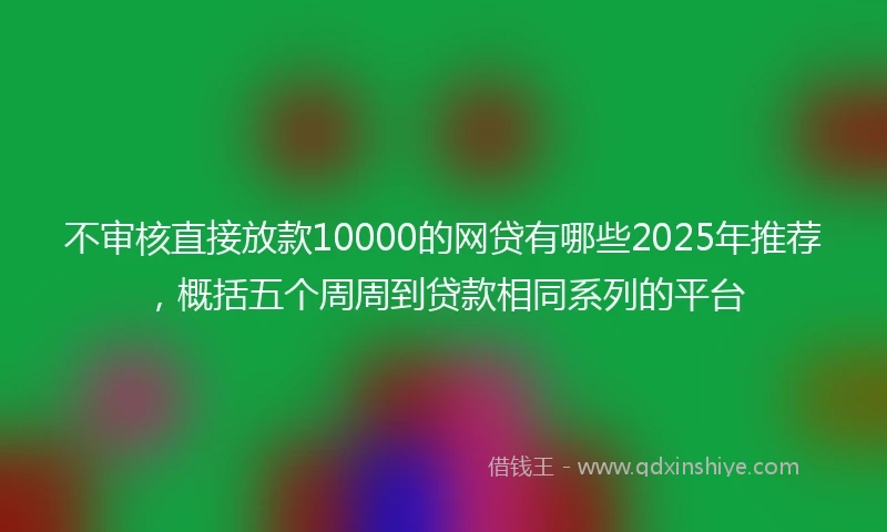 不审核直接放款10000的网贷有哪些2025年推荐，概括五个周周到贷款相同系列的平台