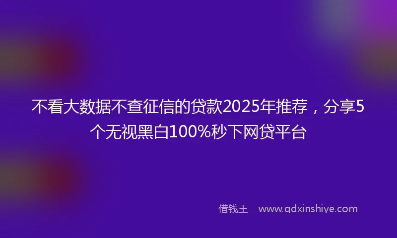 不看大数据不查征信的贷款2025年推荐，分享5个无视黑白100%秒下网贷平台