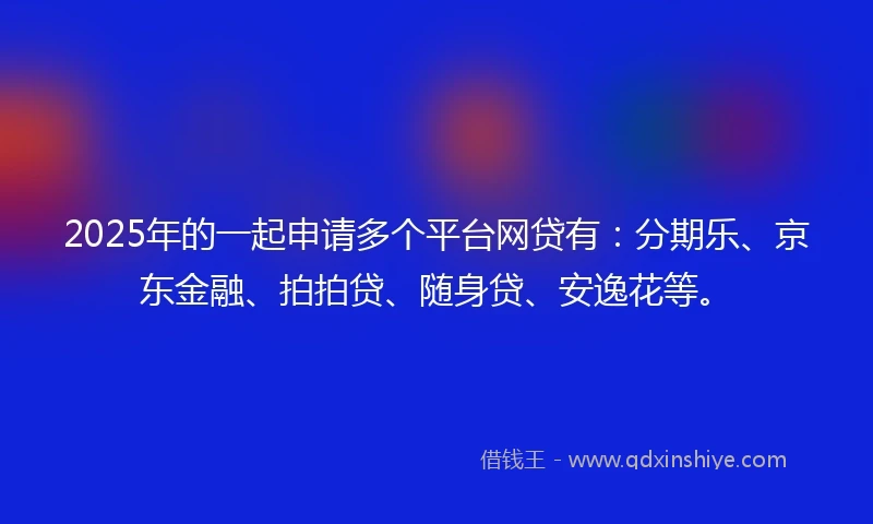 2025年的一起申请多个平台网贷有：分期乐、京东金融、拍拍贷、随身贷、安逸花等。