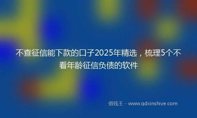 不查征信能下款的口子2025年精选，梳理5个不看年龄征信负债的软件