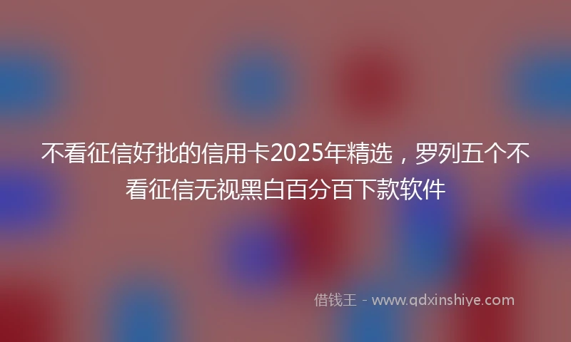 不看征信好批的信用卡2025年精选，罗列五个不看征信无视黑白百分百下款软件