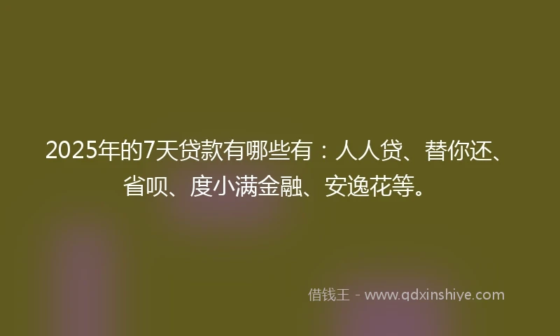 2025年的7天贷款有哪些有：人人贷、替你还、省呗、度小满金融、安逸花等。