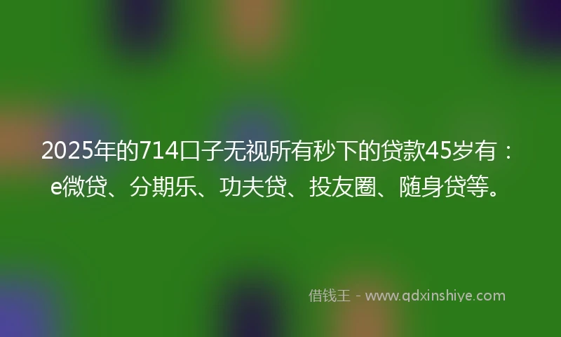 2025年的714口子无视所有秒下的贷款45岁有：e微贷、分期乐、功夫贷、投友圈、随身贷等。
