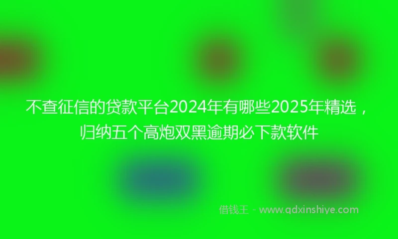 不查征信的贷款平台2024年有哪些2025年精选，归纳五个高炮双黑逾期必下款软件