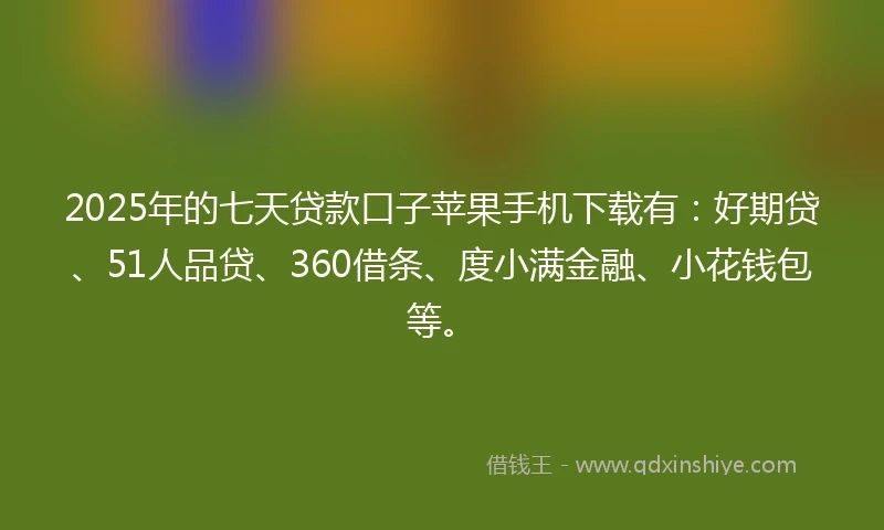2025年的七天贷款口子苹果手机下载有:好期贷、51人品贷、360借条、度小满金融、小花钱包等。