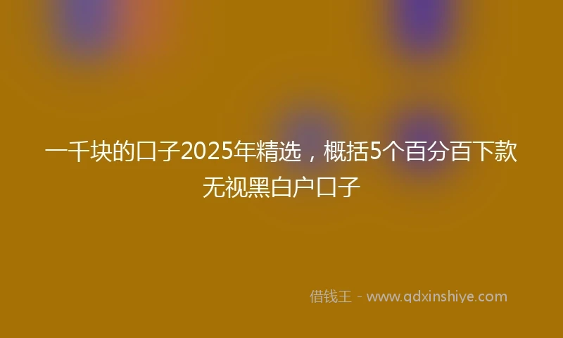 一千块的口子2025年精选，概括5个百分百下款无视黑白户口子