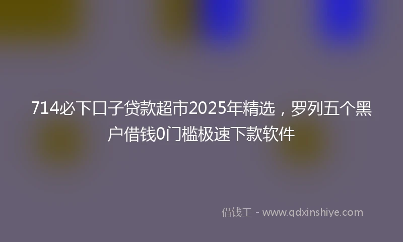 714必下口子贷款超市2025年精选，罗列五个黑户借钱0门槛极速下款软件