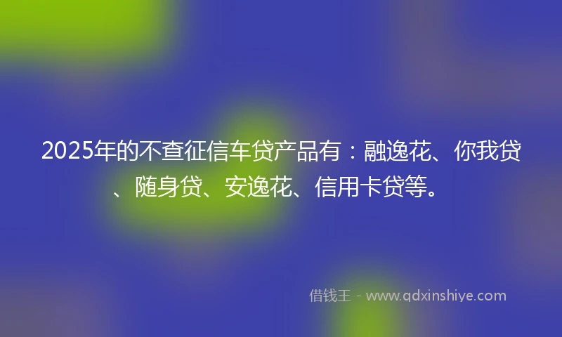 2025年的不查征信车贷产品有：融逸花、你我贷、随身贷、安逸花、信用卡贷等。