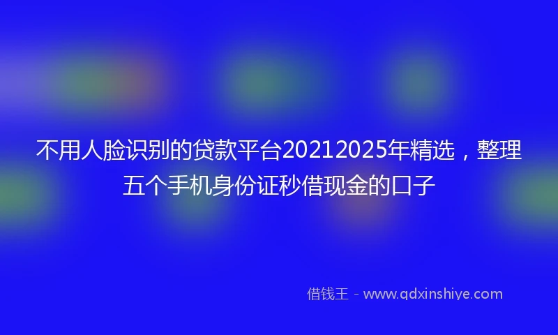 不用人脸识别的贷款平台20212025年精选，整理五个手机身份证秒借现金的口子