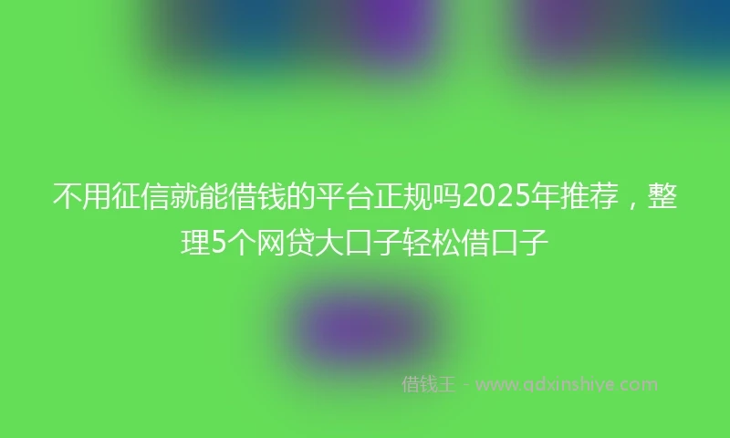 不用征信就能借钱的平台正规吗2025年推荐，整理5个网贷大口子轻松借口子