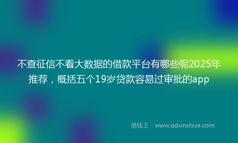 不查征信不看大数据的借款平台有哪些呢2025年推荐，概括五个19岁贷款容易过审批的app