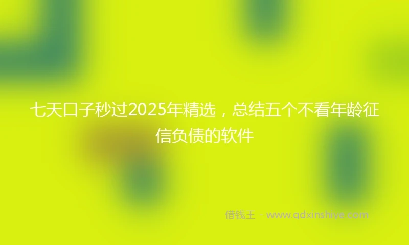 七天口子秒过2025年精选，总结五个不看年龄征信负债的软件