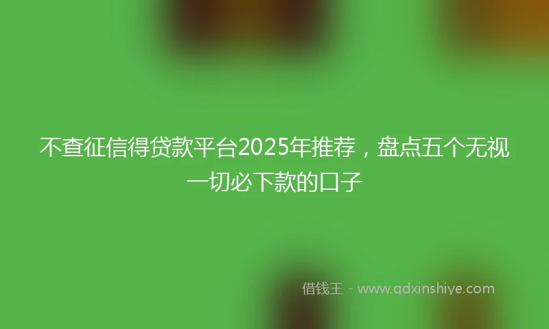 不查征信得贷款平台2025年推荐,盘点五个无视一切必下款的口子