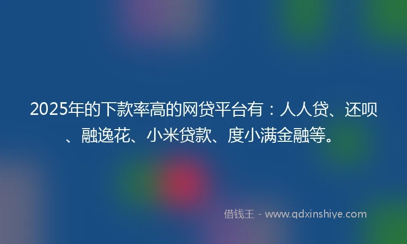 2025年的下款率高的网贷平台有:人人贷、还呗、融逸花、小米贷款、度小满金融等。