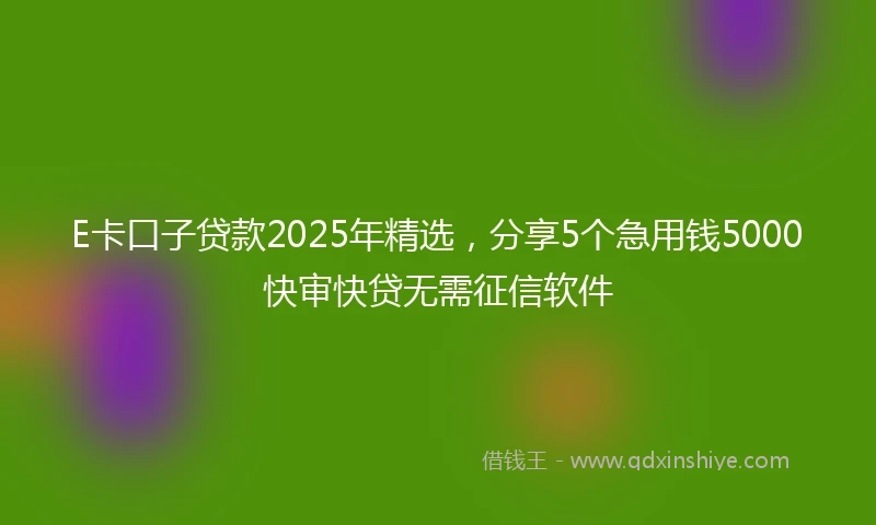 E卡口子贷款2025年精选，分享5个急用钱5000快审快贷无需征信软件