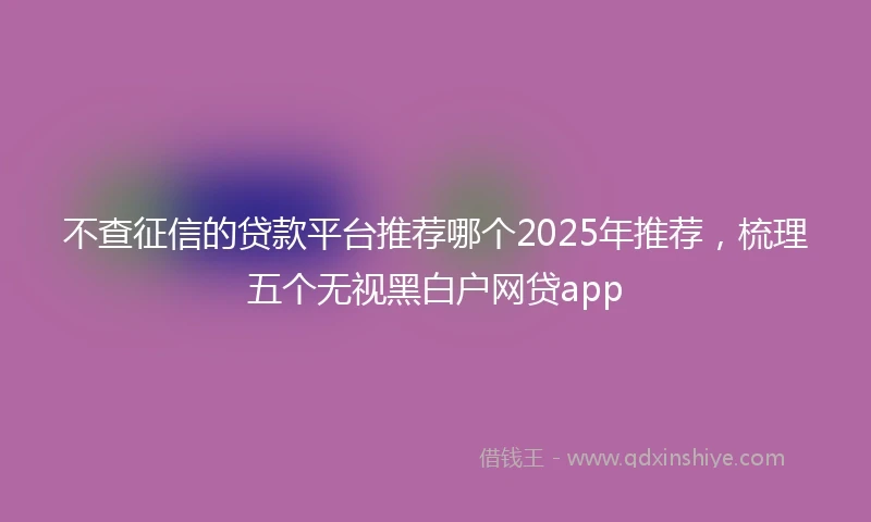 不查征信的贷款平台推荐哪个2025年推荐，梳理五个无视黑白户网贷app