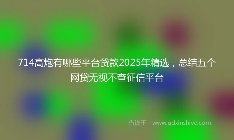 714高炮有哪些平台贷款2025年精选，总结五个网贷无视不查征信平台