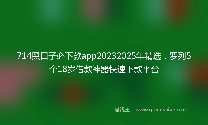 714黑口子必下款app20232025年精选，罗列5个18岁借款神器快速下款平台