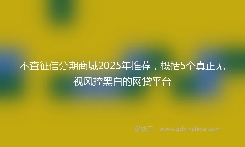 不查征信分期商城2025年推荐，概括5个真正无视风控黑白的网贷平台