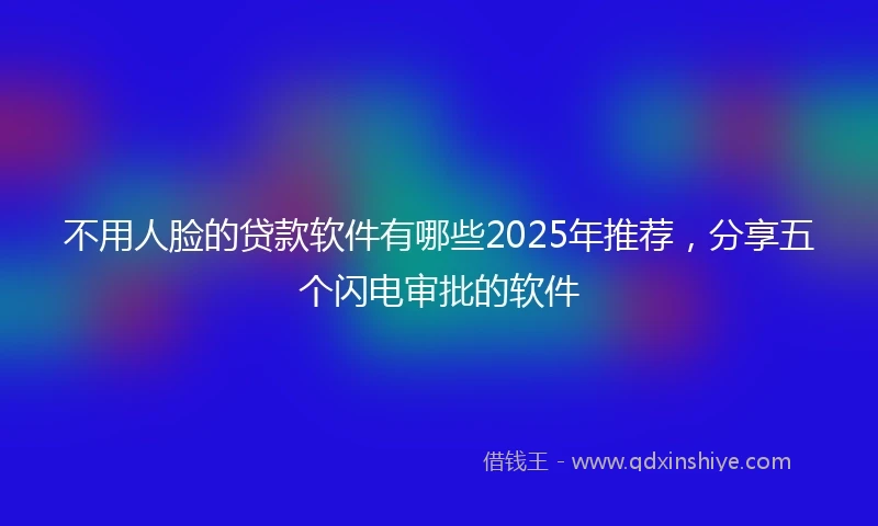 不用人脸的贷款软件有哪些2025年推荐，分享五个闪电审批的软件