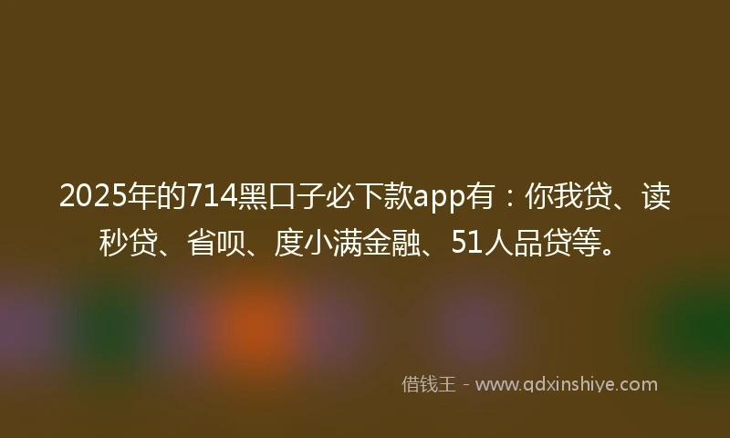2025年的714黑口子必下款app有：你我贷、读秒贷、省呗、度小满金融、51人品贷等。