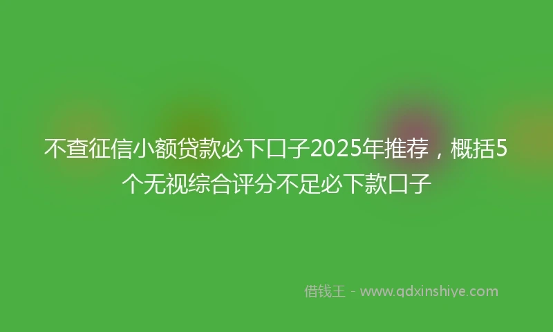 不查征信小额贷款必下口子2025年推荐，概括5个无视综合评分不足必下款口子