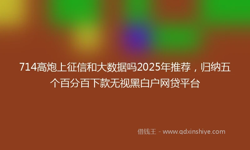 714高炮上征信和大数据吗2025年推荐，归纳五个百分百下款无视黑白户网贷平台