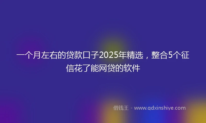 一个月左右的贷款口子2025年精选，整合5个征信花了能网贷的软件
