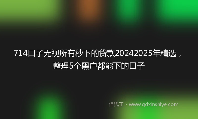 714口子无视所有秒下的贷款20242025年精选，整理5个黑户都能下的口子